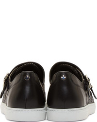 Мужские черные кожаные слипоны от DSQUARED2