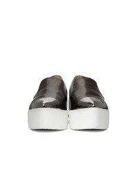 Женские черные кожаные слипоны от Miu Miu