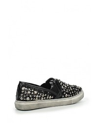 Женские черные кожаные слипоны от Damerose