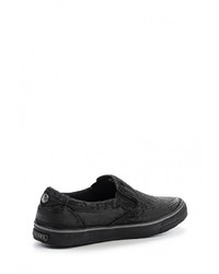 Мужские черные кожаные слипоны от Diesel