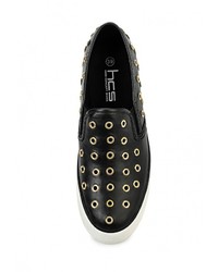 Женские черные кожаные слипоны от HCS