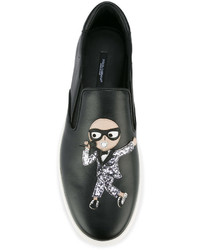 Мужские черные кожаные слипоны от Dolce & Gabbana