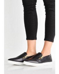 Женские черные кожаные слипоны от LOST INK