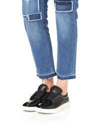 Женские черные кожаные слипоны от Sol Sana