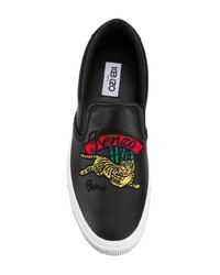 Мужские черные кожаные слипоны от Kenzo