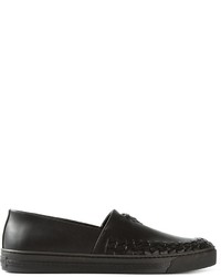 Мужские черные кожаные слипоны от Versace