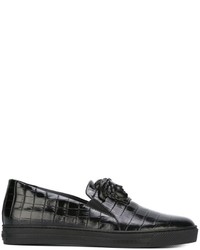 Мужские черные кожаные слипоны от Versace