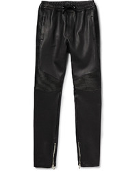 Мужские черные кожаные спортивные штаны от Balmain
