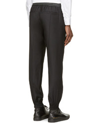 Мужские черные кожаные спортивные штаны от Juun.J