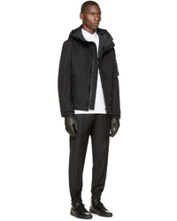 Мужские черные кожаные спортивные штаны от Juun.J