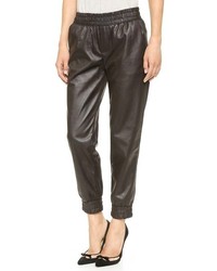 Женские черные кожаные спортивные штаны от Club Monaco