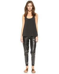 Женские черные кожаные спортивные штаны от Plush