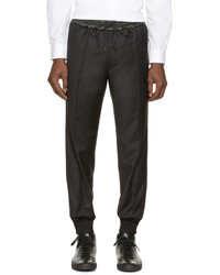 Мужские черные кожаные спортивные штаны от Juun.J