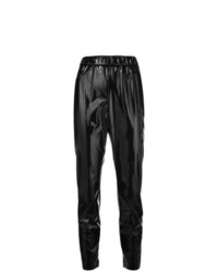 Женские черные кожаные спортивные штаны от MSGM