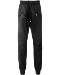 Мужские черные кожаные спортивные штаны от Pierre Balmain