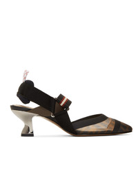 Черные кожаные туфли в горизонтальную полоску от Fendi