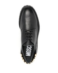 Черные кожаные туфли дерби с украшением от Moschino