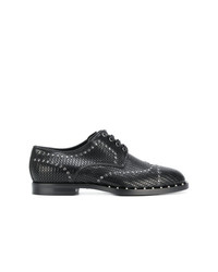 Черные кожаные туфли дерби с шипами от Dolce & Gabbana
