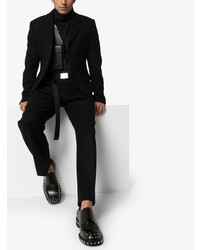 Черные кожаные туфли дерби с шипами от Prada