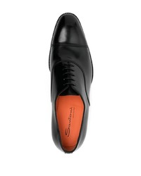 Черные кожаные туфли дерби от Santoni