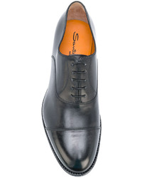 Черные кожаные туфли дерби от Santoni