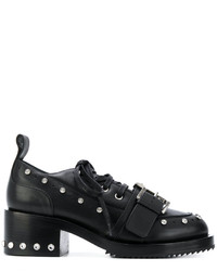 Женские черные кожаные туфли на шнуровке с шипами от No.21
