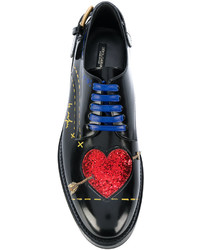Женские черные кожаные туфли на шнуровке от Dolce & Gabbana