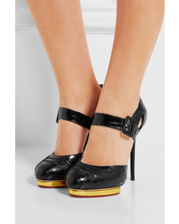 Черные кожаные туфли с вырезом от Charlotte Olympia