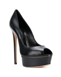 Черные кожаные туфли с вырезом от Casadei