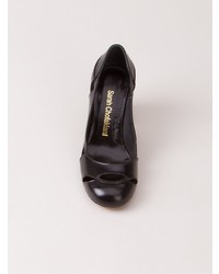 Черные кожаные туфли с вырезом от Sarah Chofakian