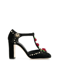 Черные кожаные туфли с вышивкой от Dolce & Gabbana