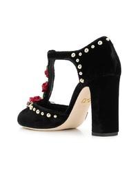 Черные кожаные туфли с вышивкой от Dolce & Gabbana