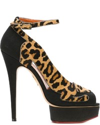 Черные кожаные туфли с леопардовым принтом от Charlotte Olympia