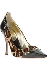 Черные кожаные туфли с леопардовым принтом от Dsquared2