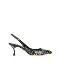 Черные кожаные туфли с принтом от Dolce & Gabbana