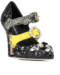 Черные кожаные туфли с украшением от Dolce & Gabbana