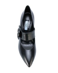 Черные кожаные туфли с украшением от Prada