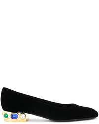 Черные кожаные туфли с украшением от Casadei
