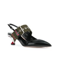 Черные кожаные туфли с украшением от Miu Miu