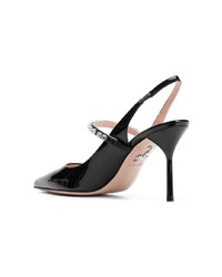 Черные кожаные туфли с украшением от Miu Miu