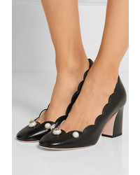 Черные кожаные туфли с украшением от Gucci