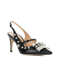 Черные кожаные туфли с украшением от Sergio Rossi