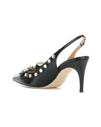 Черные кожаные туфли с украшением от Sergio Rossi