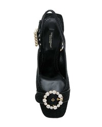 Черные кожаные туфли с украшением от Dolce & Gabbana