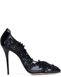 Черные кожаные туфли с украшением от Oscar de la Renta
