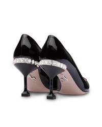 Черные кожаные туфли с украшением от Miu Miu