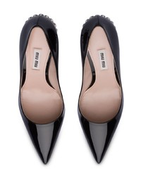 Черные кожаные туфли с украшением от Miu Miu