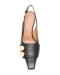 Черные кожаные туфли с украшением от Marni