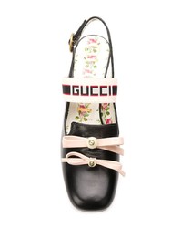 Черные кожаные туфли с украшением от Gucci