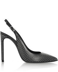 Черные кожаные туфли с украшением от Saint Laurent